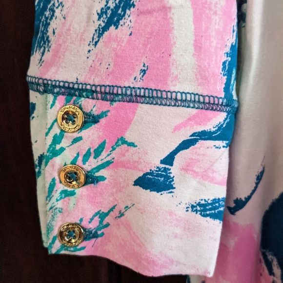 Lilly Pulitzer Sophie Dress Womens Medium Tidal Wave Pans Garden Boatneck Shift - Picture 6 of 6